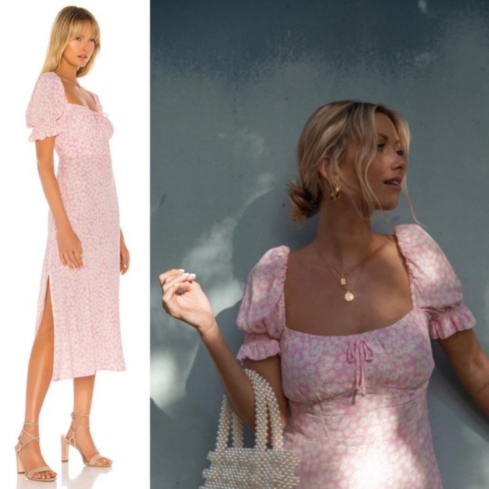 NWT Faithfull the Brand Evelyn Midi Dress Pink